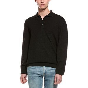 Slate & Stone Mens  Basket Weave Polo Sweater, Black